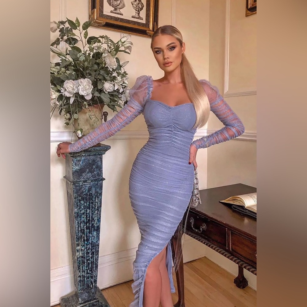 Glittery Mesh Midi Dress